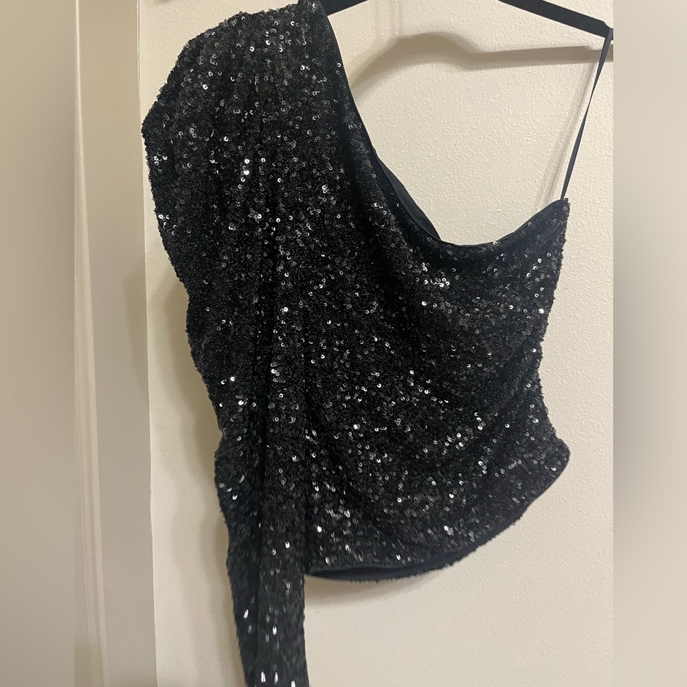 One shoulder sequin party top- Holiday